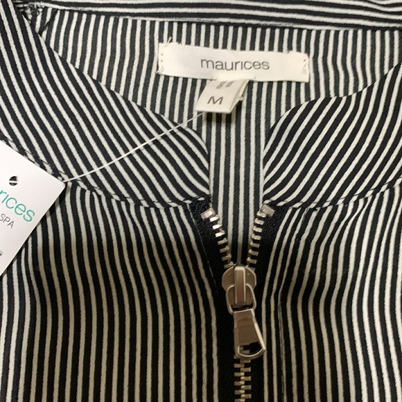 Maurices, black white striped front ruched cuff,  waistband lightweight jacket M - Picture 11 of 13